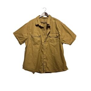 Brahma Mens Tan Short Sleeve Button Down Utility Shirt 2XL
